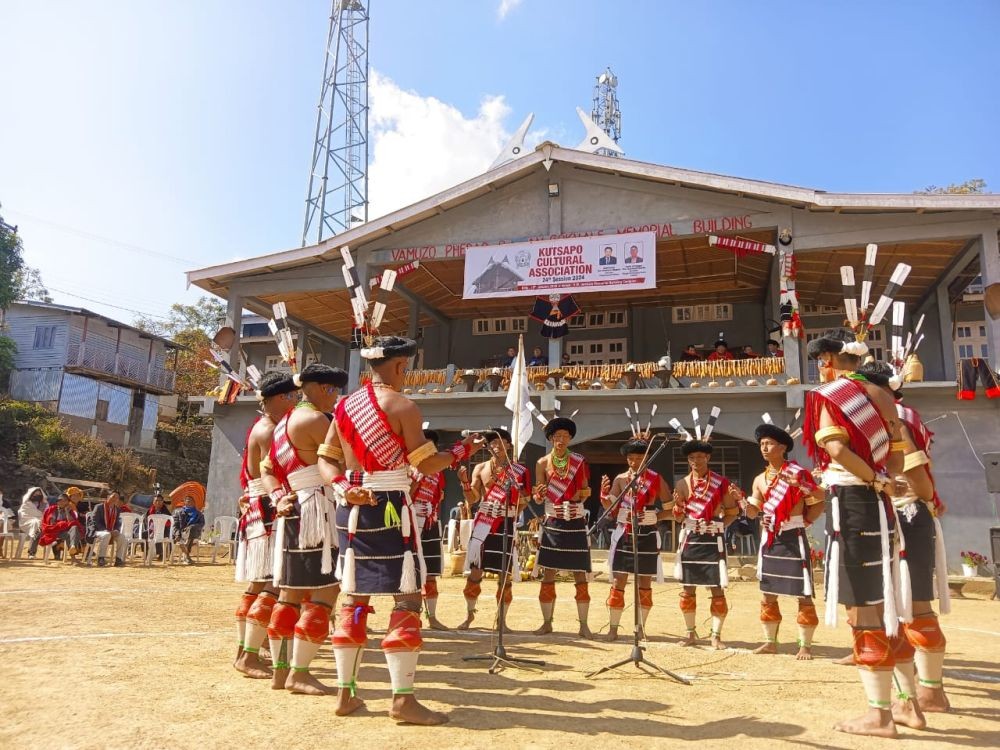 A cultural troupe performing during 24th Kütsapo Cultural Day 2024 at Kiitsapo village on January 19.