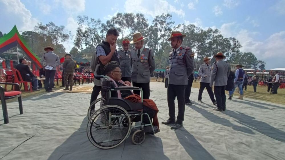 Veterans provided medical aid like wheel chairs, hearing aids, walking sticks and spectacles in Mokokchung on January 17. (Photo Courtesy: PRO, HQ IGAR (North)
