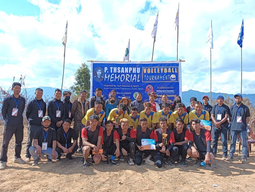 Players and others during the 1st edition of Lt Thsanphu Memorial Volleyball Tournament held on January 16 and 17.