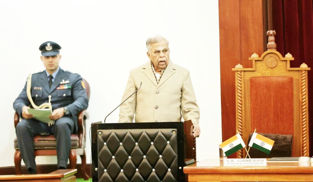Nagaland Governor, La Ganesan, addressing the Fourth Session of the 14th Nagaland Legislative Assembly, which commenced on February 26. (Photo Courtesy: PRO Raj Bhavan@X)