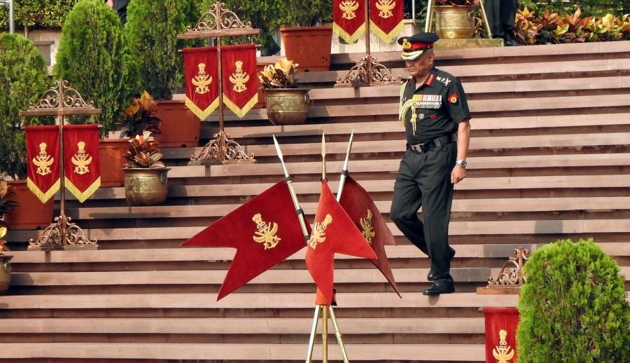Chief of Army Staff General Manoj Pande goes to lay a wreath to commemorate the 75th UN Peacekeepers Day, at National War Memorial in New Delhi, on Monday, May 29, 2023. (Photo:IANS/Anupam Gautam)