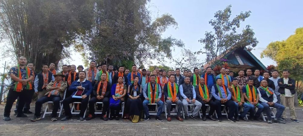 Minister P Paiwang Konyak with others during thefirst District Tour at Tuli.