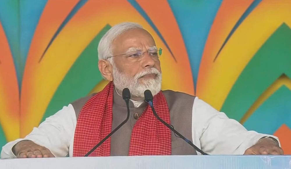 Panaji: Prime Minister Narendra Modi addresses the 'Viksit Bharat, Viksit Goa 2047' programme, on Tuesday, Feb. 6, 2024.(IANS/Video Grab)