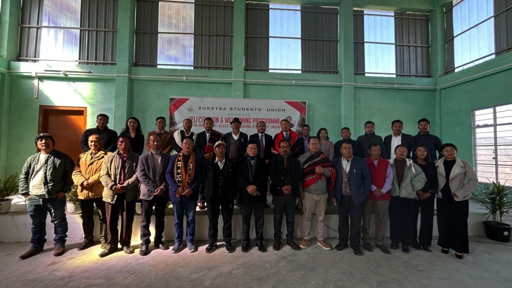 Dignitaries with Pfhülo Sara during felicitation programme on February 10.