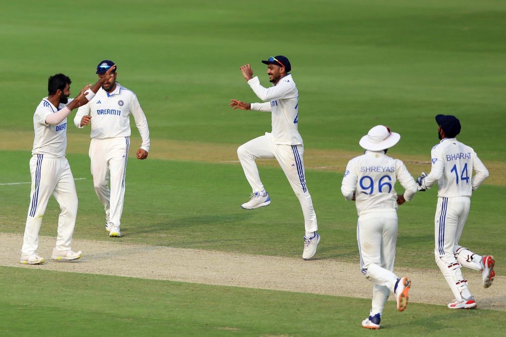 Visakhapatnam: India's Jasprit Bumrah celebrates the wicket of England's Ben Stokes with teammates on the second day of the second cricket test match between India and England, at Dr. Y.S. Rajasekhara Reddy ACA-VDCA Cricket Stadium, in Visakhapatnam, Saturday, Feb. 3, 2024. (Photo: IANS/Suresh Kumar)