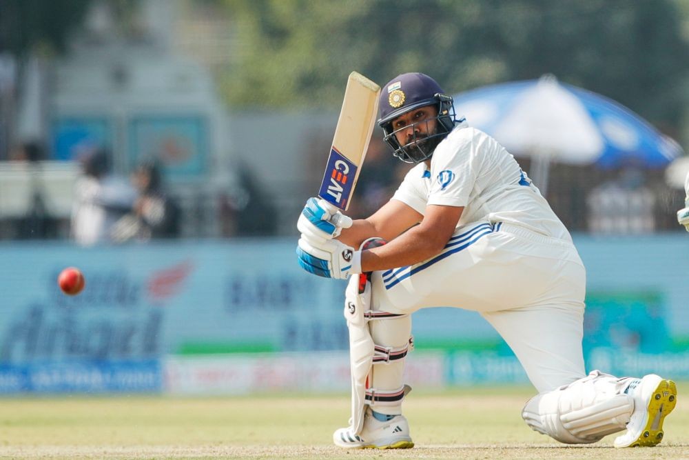 Rajkot: India's captain Rohit Sharma plays a shot on the first day of the third cricket test match between India and England, at Niranjan Shah Stadium, in Rajkot, Thursday, Feb. 15, 2024.  (Photo: IANS/@BCCI)