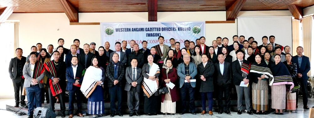 Minister Salhoutuonuo Kruse with others during the Western Angami Gazetted Officers Krotho (WAGOK) 3rd biennial conference held at Shalom Bible Seminary, Sechü Zubza. (Morung Photo)