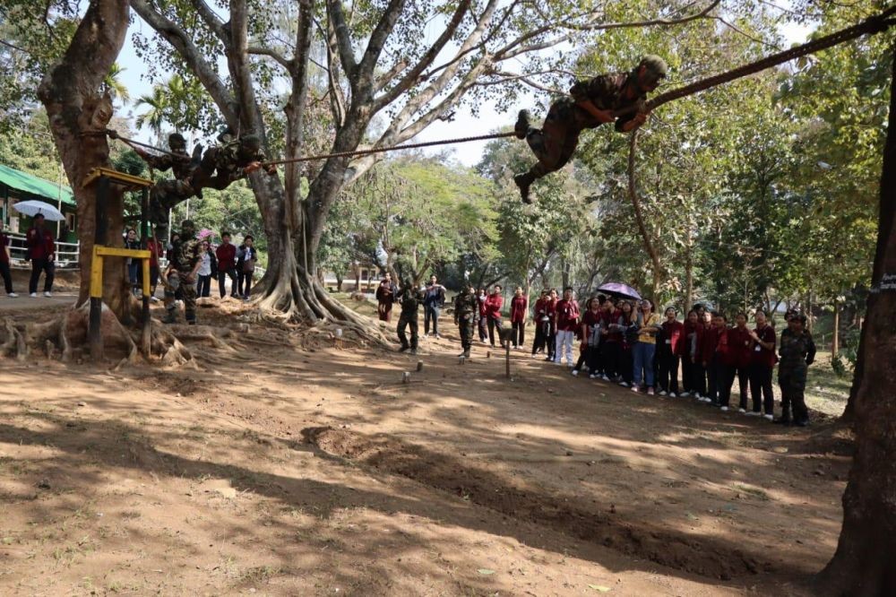 Students from Hope Academy during "A Day with Company Commander" in Ghaspani in Chumukedima district on February 10. (Photo Courtesy: PRO, HQ IGAR-North)