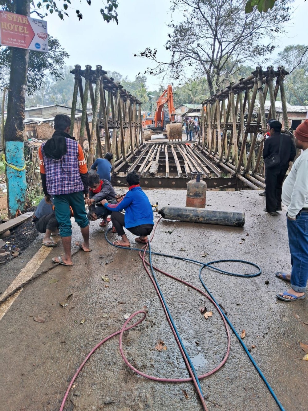 Dismantling of the Mon-Namtola bridge commenced on February 1. A new Baily Bridge will replace the existing old bridge.