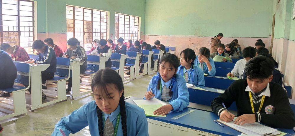Students sit for HSLC exams at an examination centre in Wokha on February 13. (Morung Photo)
