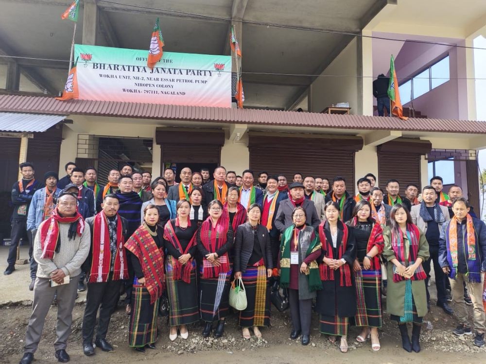 Kazheto with others during the launching of tour programme in Wokha on February 7.