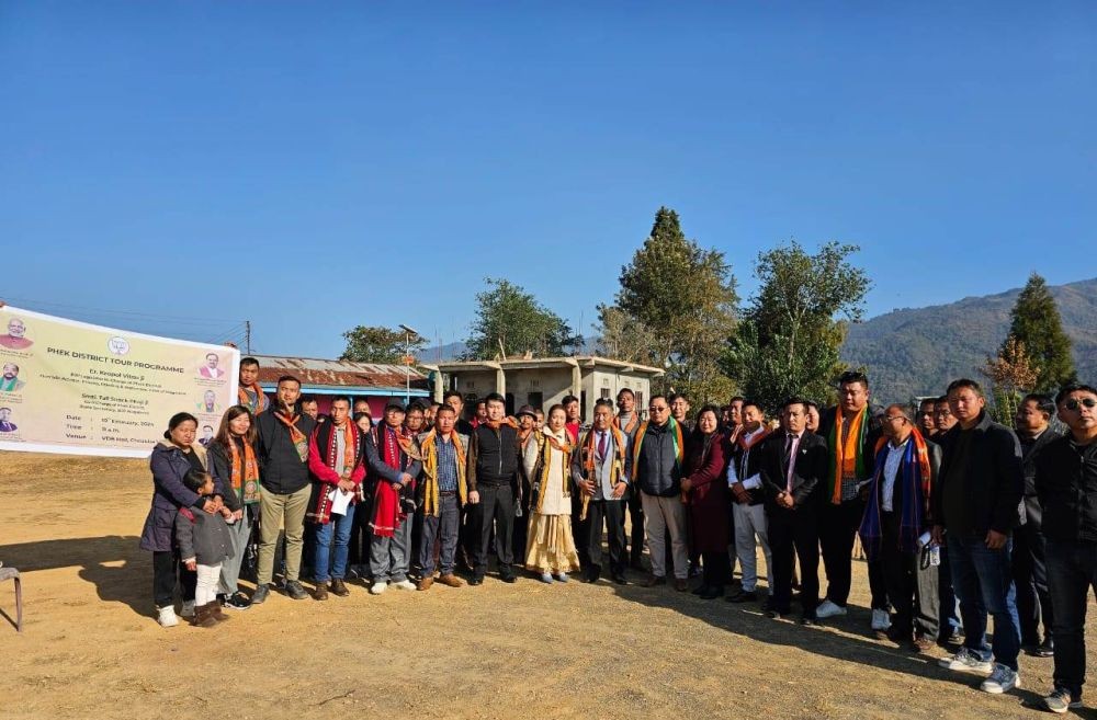 Er Kropol Vitsu with others during meeting with Party Karyakartas in Chozuba on February 10.