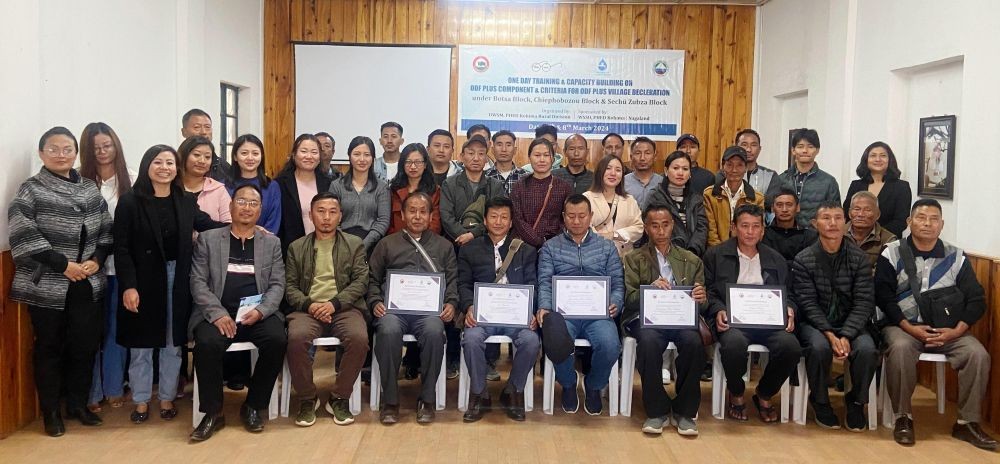 Jal Jeevan Mission and Swachh Bharat Mission (Grameen) capacity building training on Open Defecation Free Plus Component and Operation & Maintenance under JJM and block level recognition of Best Practices, Best Performing & Best WATSAN Chairman was held at PHED, Kohima Rural Office on March 7.
