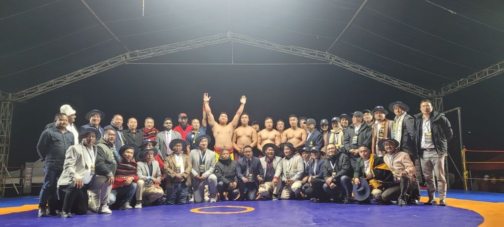 Kezhaseluo-o Pienyü is champion of the 29th Naga Wrestling Championship 2024 with others. (Morung Photo)