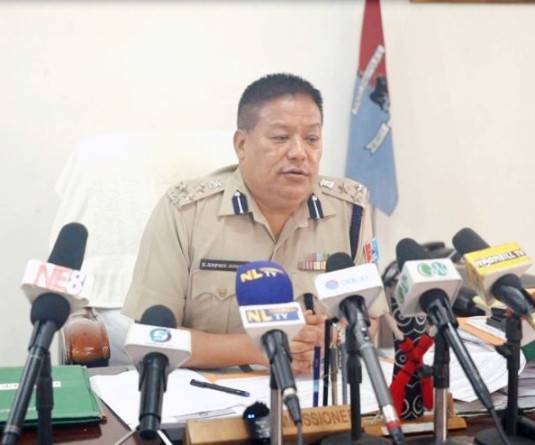 Commissioner of Police, Dimapur Kevithuto Sophie, addressing media persons during a press briefing held at his office in Dimapur on March 4. (Morung Photo)