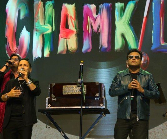 Mumbai: Music composer AR Rahman and singer Kailash Kher perform during the trailer launch event of the upcoming film 'Amar Singh Chamkila' in Mumbai on Thursday, March 28, 2024. (Photo: IANS)