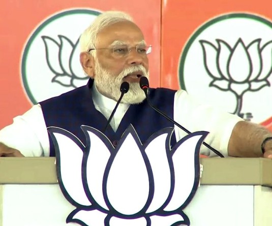 Prime Minister Narendra Modi speaks during a public meeting ahead of Lok Sabha elections, in Salem, Tamil Nadu, Tuesday, March 19, 2024.(IANS/Video Grab)
