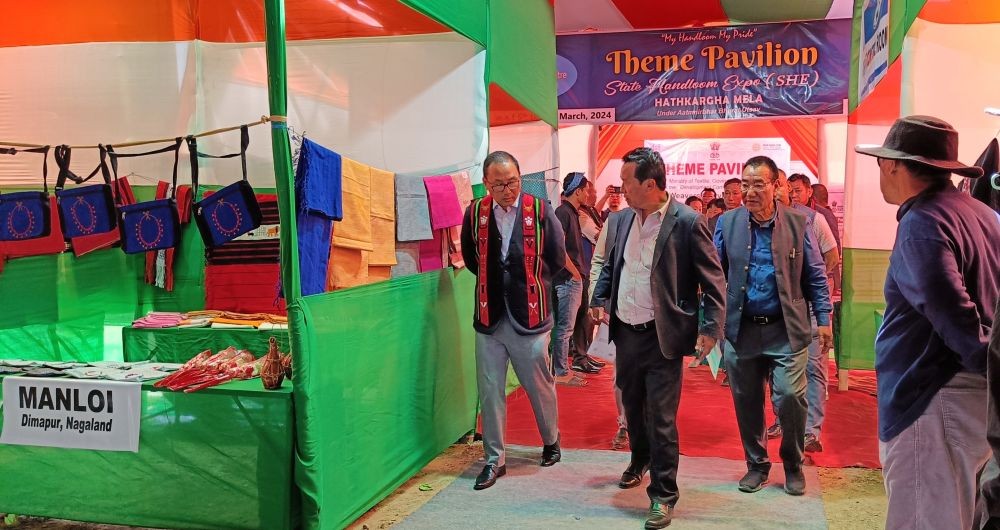 Officials during the inaugural day of the State Handloom Expo Hathkargha Mela at the Kohima Village Ground, near Don Bosco School, Kohima on March 5. (Morung Photo)