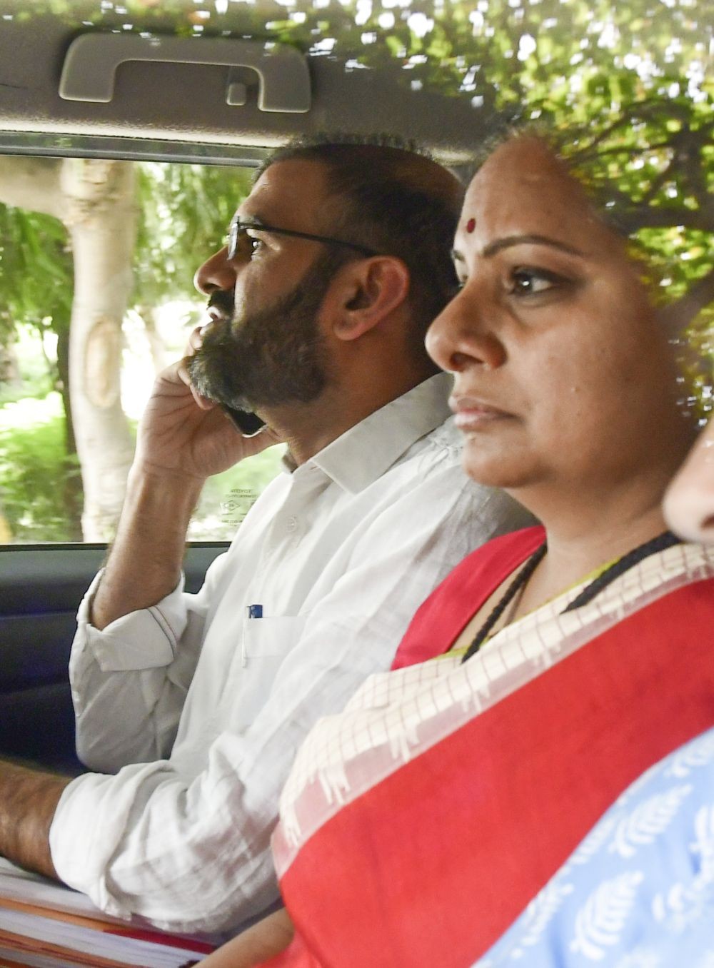 New Delhi : BRS leader K Kavitha, arrested by the ED in connection with the Delhi excise policy-linked money laundering case, arrives at the Rouse Avenue Court, in New Delhi, Saturday, March 16, 2024. (Photo: IANS/Qamar Sibtain)