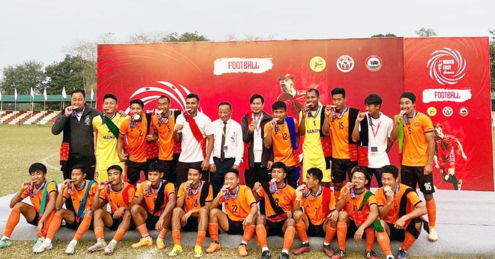 Manipur emerged as the champions in football after they defeat Mizoram 2-1 in a nail-biting final played at the NAPTC stadium on March 23. (Morung Photo)