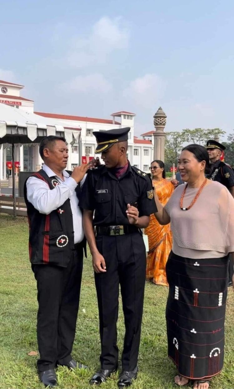 Lieutenant Hinoto Kakishe Yepthomi with his parents.