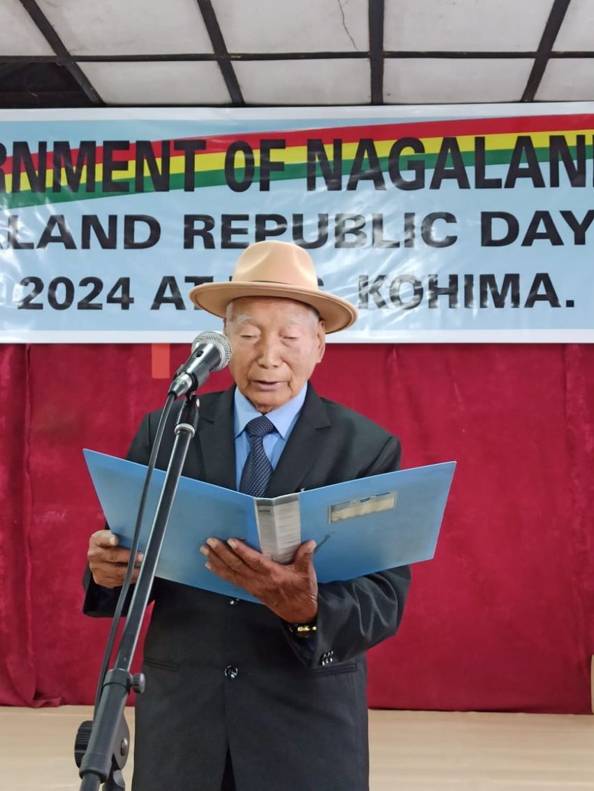 FGN president Gen. (Retd) Viyalie Metha addressing 69th Nagaland Republic Day in Kohima on March 22.