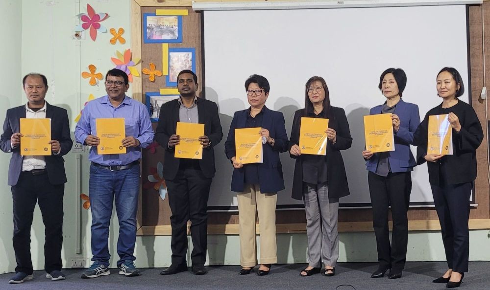 Kevileno Angami, Thavaseelan and others during a workshop on social emotional well-being of students in Nagaland in Kohima on March 15. (Morung Photo)
