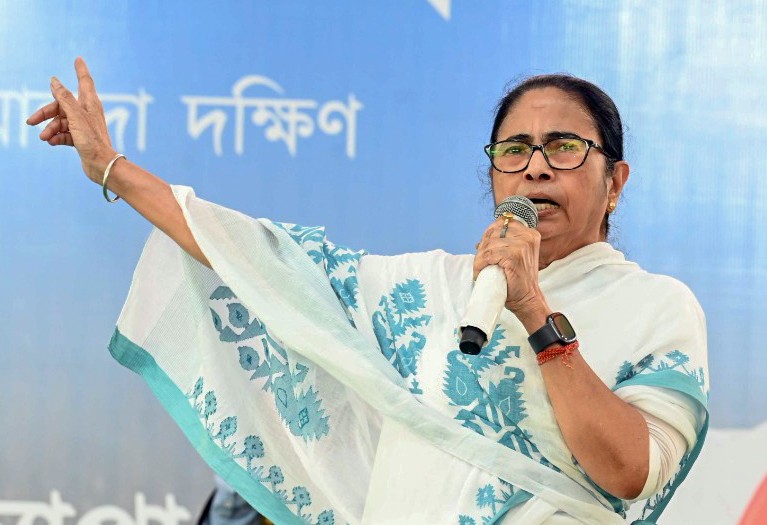 TMC chief and West Bengal Chief Minister Mamata Banerjee addresses an election rally for Lok Sabha polls, in Malda district, Sunday, April 28, 2024. (Photo: IANS)