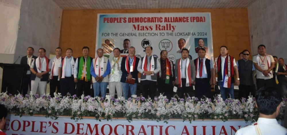 PDA organised a mass rally for the Lok Sabha elections 2024 at the Town Hall, Mokokchung on April 5. (Morung Photo)