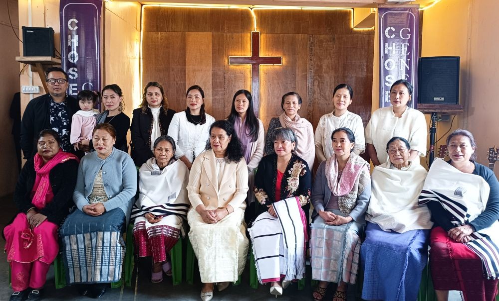 Medotseilieü Kiewhuo and others at Chosen Church in Kohima on Sunday.