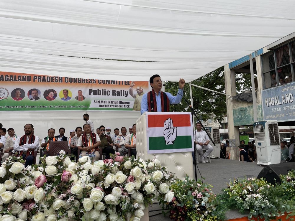 AICC General Secretary, RS Surjewala at the Congress election rally in Dimapur on April 16. (Morung Photo)