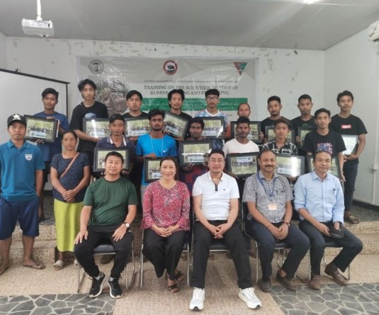 The Department of Land Resources, Nagaland in collaboration with the Rubber Board of India Regional office, Dimapur conducted training on Scientific Method of Rubber Tapping & Processing under Tappers' Intensive Skill Improvement.