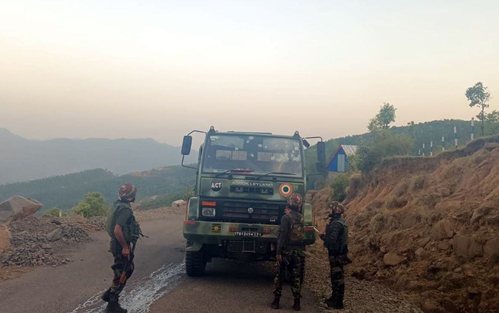 Poonch: An Indian Air Force vehicle convoy was attacked by terrorists in the Poonch district,Saturday, May 04, 2024.(IANS)