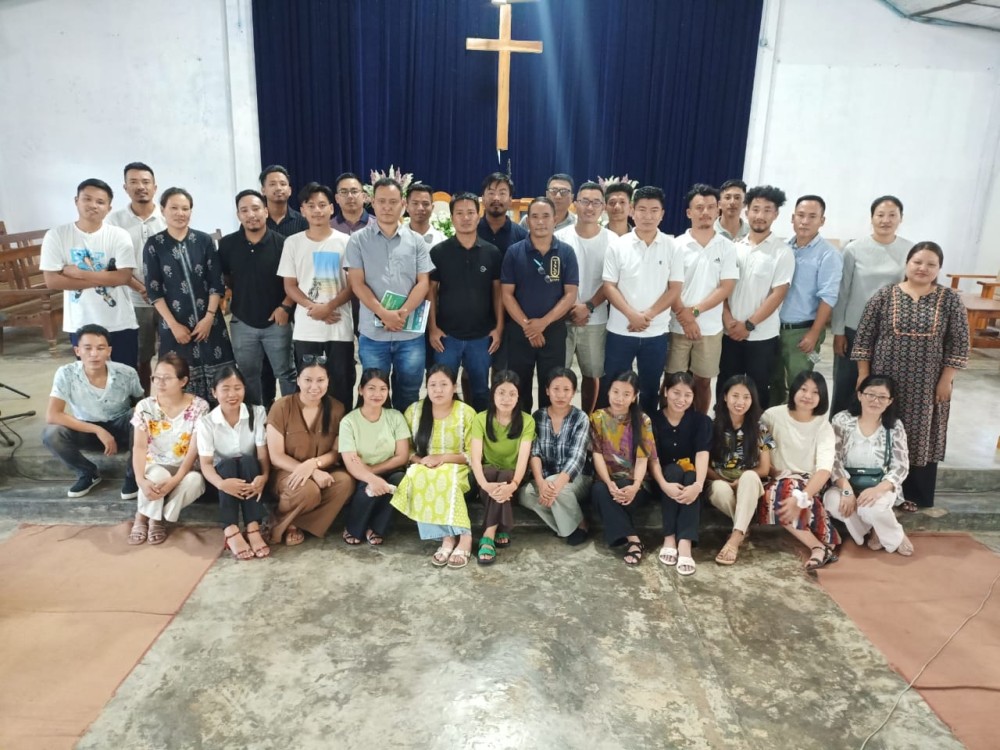 Liangmai theological students  pose for lens  during the 32nd Annual Session of Liangmai Theological Fellowship at  Jalukie B Baptist Church, Jalukie B Village on May 26.