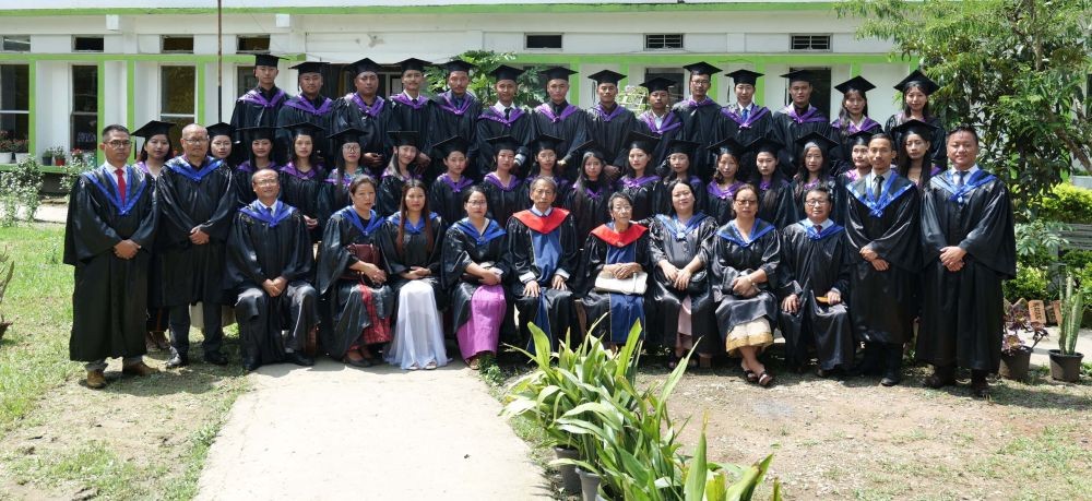 Graduating students with Rev. Zotuo Kiewhuo and others in Kohima on May 31. (Morung Photo)