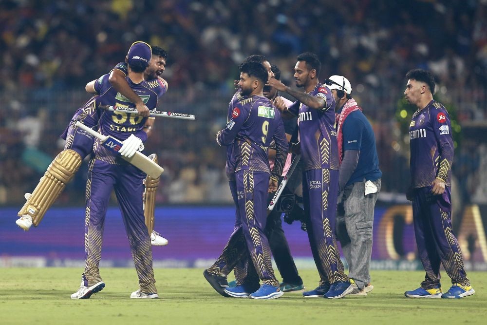 Chennai : Kolkata Knight Riders players celebrate after winning the IPL 2024 final match against Sunrisers Hyderabad at MA Chidambaram Stadium in Chennai on Sunday, May 26, 2024. (Photo: IANS)