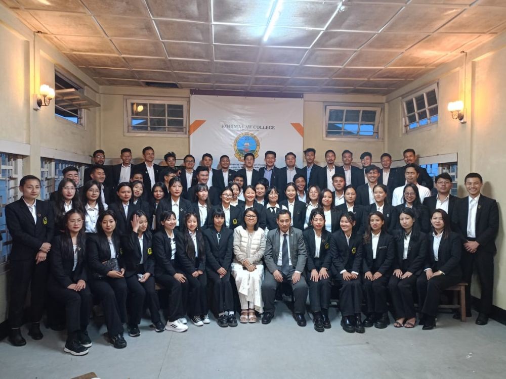 Principal of Kohima Law College, Soni Magh and teacher-in-charge Assistant Professor, Kezhokhoto Savi with 62 mooter during the conduct of moot court on May 17.