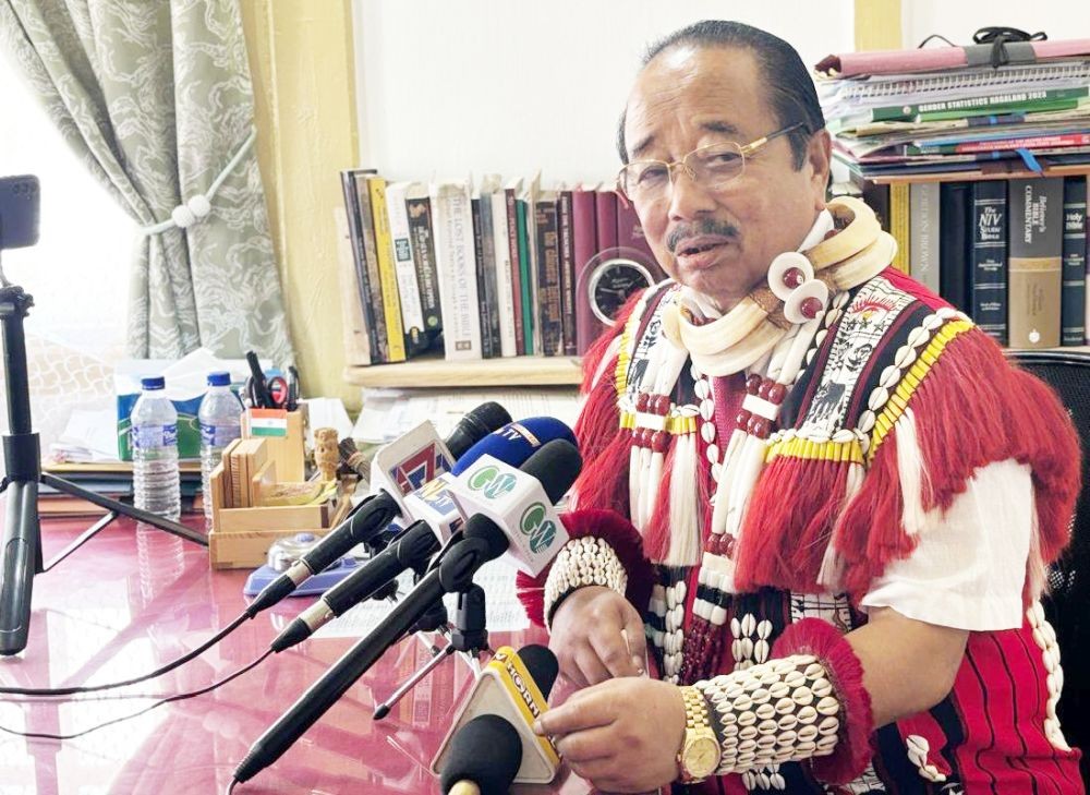 Imkong L Imchen briefing media persons in Kohima on May 1. (Morung Photo)