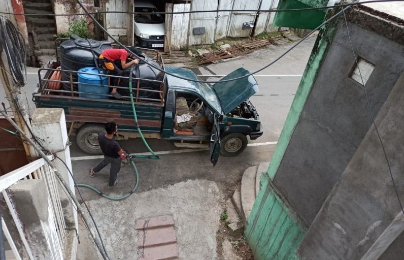In this file photo, a private carrier is seen supplying water at a colony in Kohima. Most residents rely on private supply as for their daily amid challenging water supply in Nagaland’s capital Kohima.  (Morung File Photo: For Representational Purposes Only)