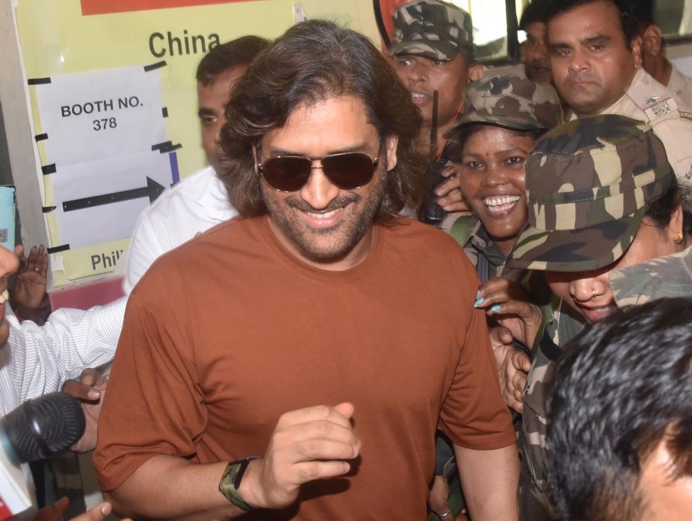 Ranchi: Former Indian cricketer MS Dhoni leaves the polling station after casting his vote in the sixth phase of the Lok Sabha elections in Ranchi on Saturday, May 25, 2024. (Photo: IANS/Rajesh Kumar)