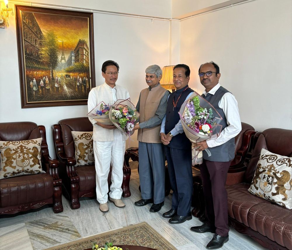 Dr R Bhatta, DDG (AS), ICAR, New Delhi, Dr G.K Gaur, ADG (AP&B), ICAR, New Delhi & Dr Girish Patil, Director, ICAR-NRC on Mithun called on KG Kenye, Minister for Power & Parliamentary Affairs, Government of Nagaland in Kohima on May 5.