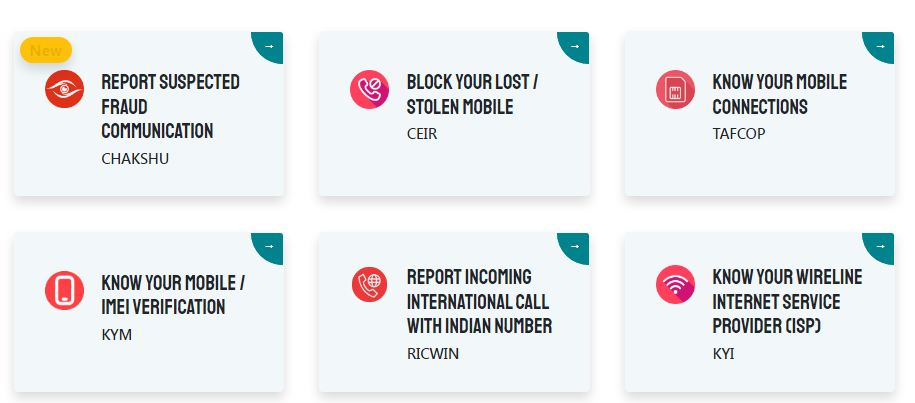Some of the services available on Sanchar Saathi portal (https://www.sancharsaathi.gov.in/), a citizen centric initiative of Department of Telecommunications, Union Ministry of Communications.