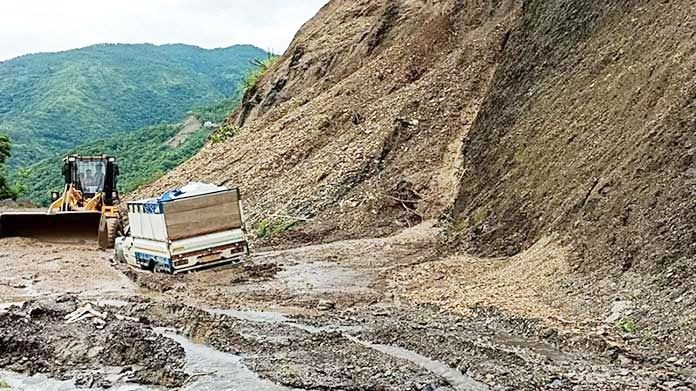 The deteriorating road condition of Chakhaba-Kikruma stretch of Kohima-Jessami road project is seen in this undated photo provided by the NPP Phek district.