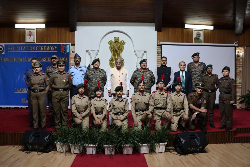 Governor La Ganesan presented citation to NCC directorate, North East Region at Raj Bhavan Kohima on June 25. (Photo Courtesy: PRO Raj Bhavan)