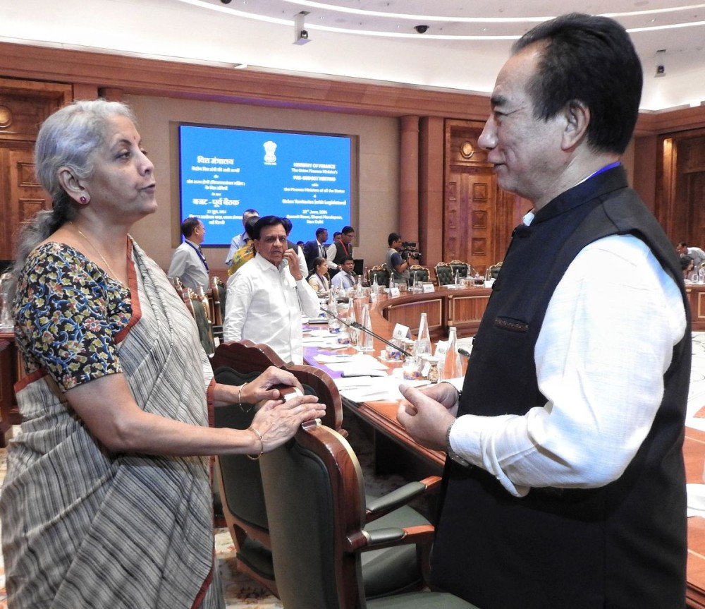 New Delhi:Union Minister of Finance and Corporate Affairs Nirmala Sitharaman chair the Pre-Budget Meeting with Finance Ministers of States and Union Territories (with Legislature) to take suggestions for the upcoming Union Budget 2024-25, in New Delhi on Saturday 22 June 2024. (photo:IANS/ Anupam Gautam)