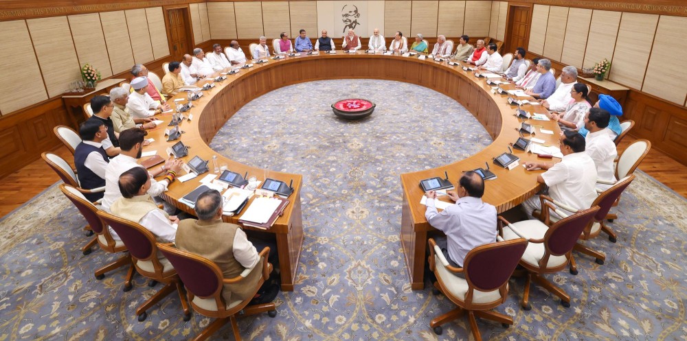 New Delhi: Prime Minister Narendra Modi chairs his first Union Cabinet meeting at the start of his third term, in New Delhi on Monday, June 10, 2024.(IANS)