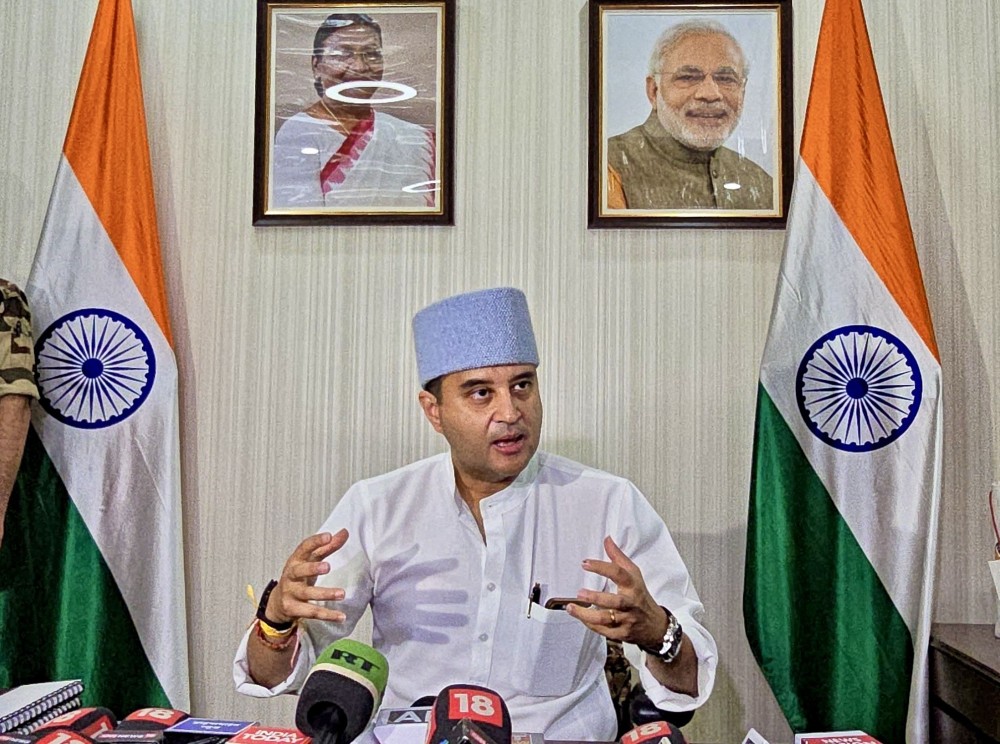 New Delhi: Jyotiraditya Scindia takes charge as Minister of Communications, in New Delhi, Tuesday, June 11,2024.(IANS/Anupam Gautam)