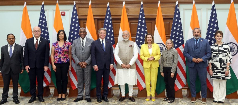 New Delhi: Prime Minister Narendra Modi meets with the bipartisan US Congressional delegation led by Michael McCaul, in New Delhi on Thursday, June 20, 2024.(IANS)