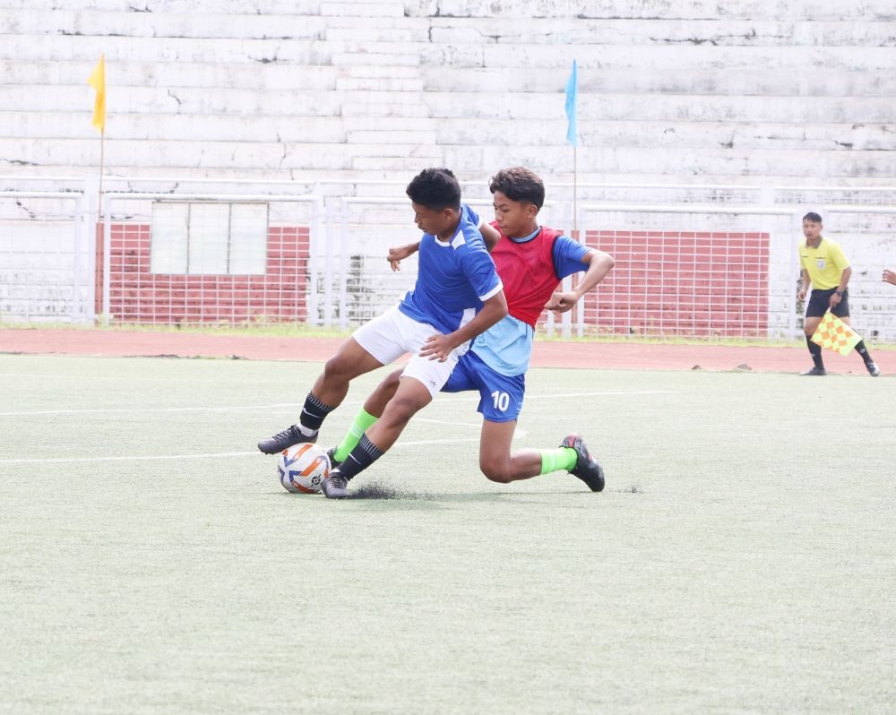 Players on second day of State Level Pre-Subroto-cum-Junior Football Tournament in Kohima on June 6.
