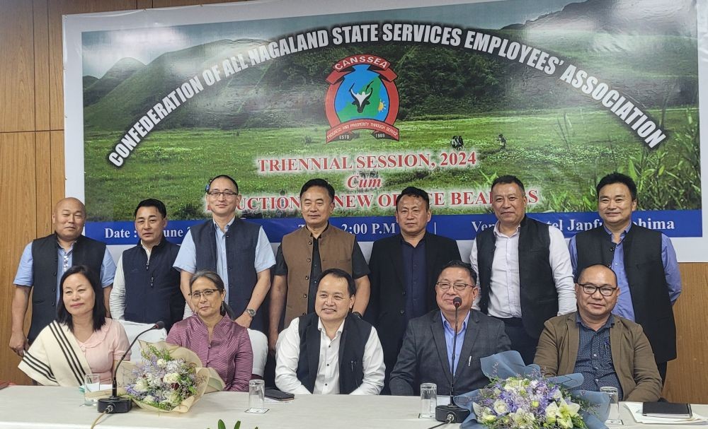 Dr Zasekuolie Chüsi with CANSSEA officials during triennial session 2024 cum induction of new office bearers on June 7. (Morung Photo)